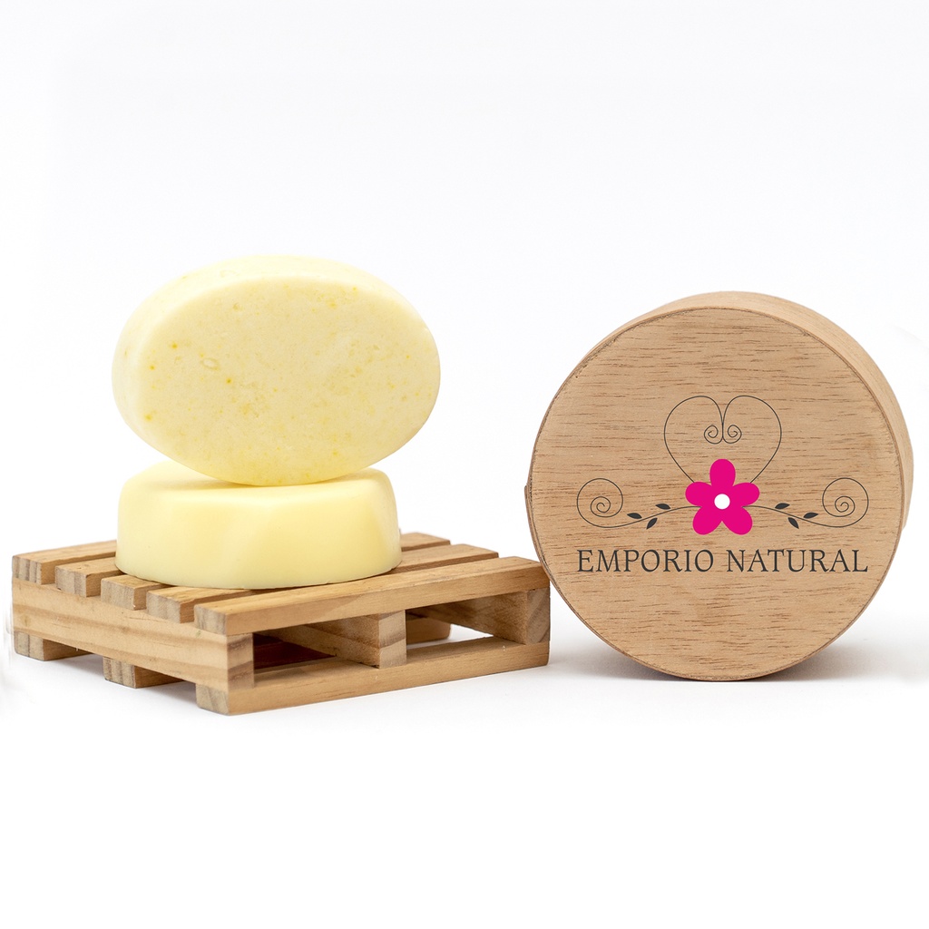 Pack Shampoo y Acondicionador Sólido Manzanilla en Caja de Madera